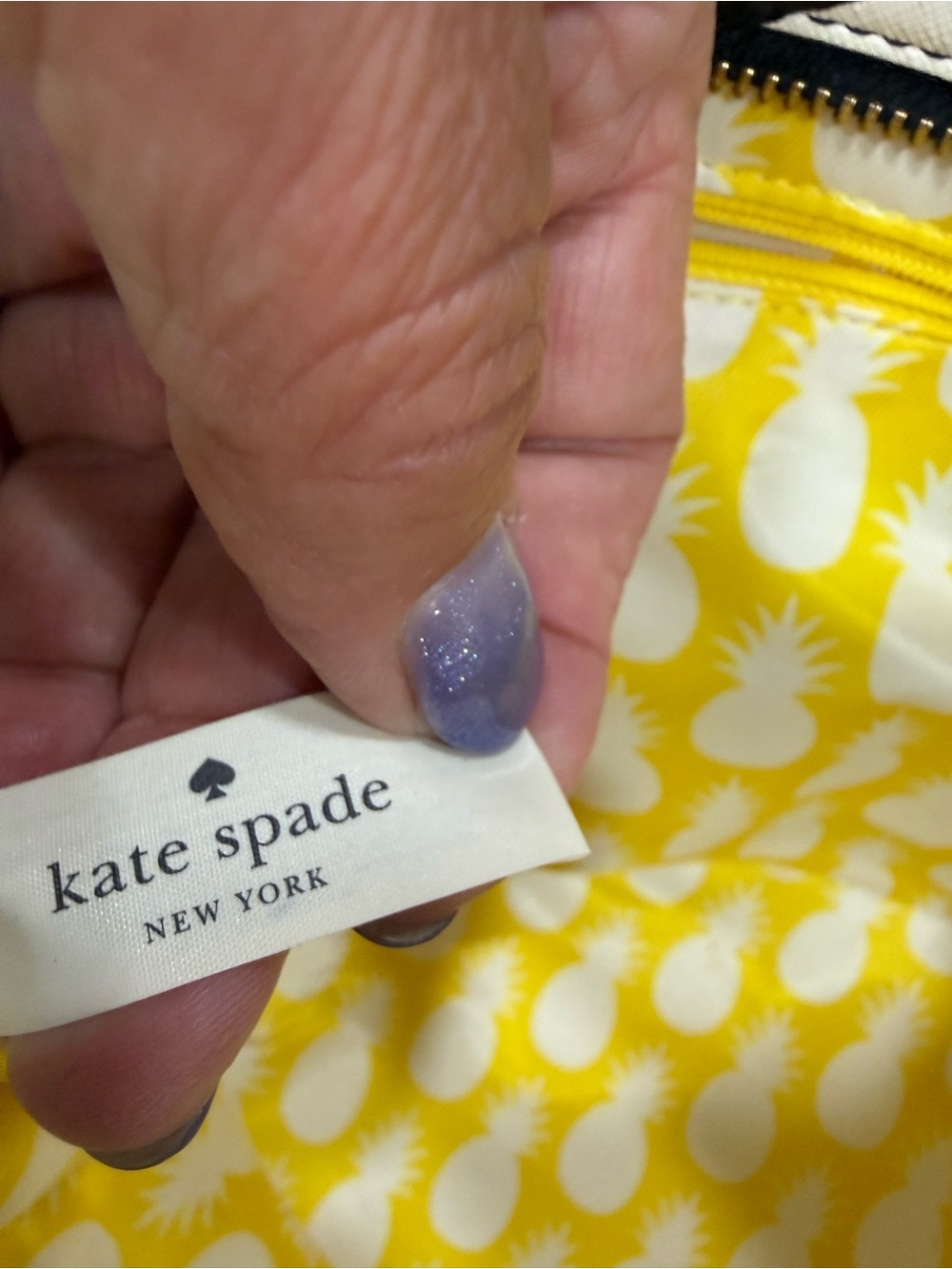 kate spade Aloha series Black & White Palm Leaf Tote with Yellow Charm - Picture 7 of 16